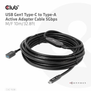 CLUB3D USB Gen1 Type-C to Type-A Active Adapter Cable 5Gbps M/F 10m/32.8ft