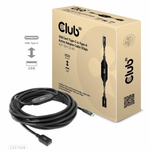 CLUB3D USB Gen1 Type-C to Type-A Active Adapter Cable 5Gbps M/F 10m/32.8ft