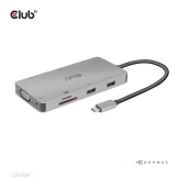 CLUB3D Type-C 9-in-1 hub with HDMI, VGA, 2x USB Gen1 Type-A,RJ45,SD/Micro SD card slots and USB Type-C oplaad mogelijkheid tot m