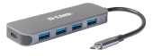 D-Link USB-C naar 4-poorts USB 3.0-hub met stroomvoorziening DUB-2340