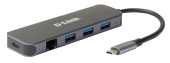 D-Link 5-in-1 USB-C Hub met Gigabit Ethernet/Stroomvoorziening DUB-2334