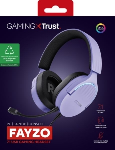 Trust GXT 490P FAYZO Headset Bedraad Hoofdband Gamen USB Type-A Zwart, Paars
