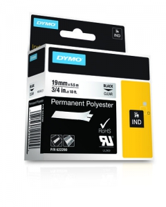 RHINO 19 MM PERM POLY BLACK ON CLEAR