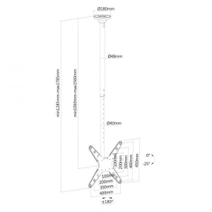 Flat Screen Ceiling Mount 32-75I Black