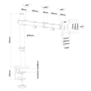 Flat Screen Desk Mount 10-32I Black