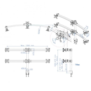 Flatscreen Desk Mount (clamp) 6 screens