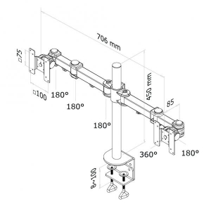 LCD/TFT desksupport (clamp) - 5 adjustme