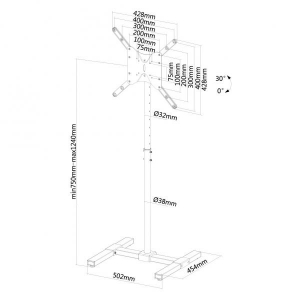 Flatscreen Floorstand height: 75-124 cm