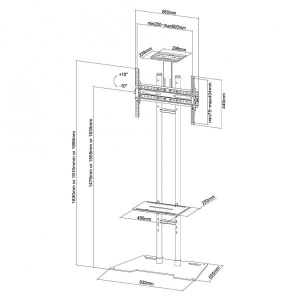 Verrijdbaar Flatscreen Meubel 1 scherm