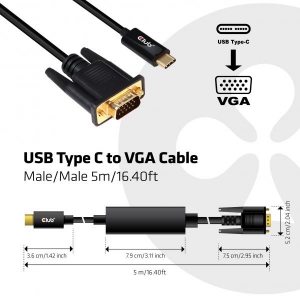 USB C TO VGA CABLE 5m/16.4ft