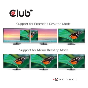 CLUB3D UNIVERSEEL Docking station USB Type C 3.2 Gen1 Triple Display Dynamic PD oplaad 100W PD Power charger *Geschikt voor zwaa