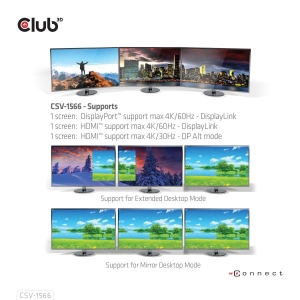 CLUB3D USB Gen1 Type-C Triple Display DP Alt mode Displaylink Dynamic PD Charging Dock met 120 Watt PS *Geschikt voor zwaardere 