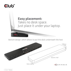 CLUB3D USB Gen1 Type-C Triple Display DP Alt mode Displaylink Dynamic PD Charging Dock met 120 Watt PS *Geschikt voor zwaardere 