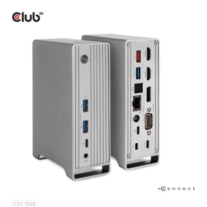 CLUB3D USB Gen2 Type-C Triple Display DP Alt mode Displaylink Dynamic PD Charging Dock met 120 Watt PS