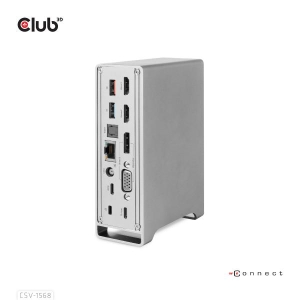 CLUB3D USB Gen2 Type-C Triple Display DP Alt mode Displaylink Dynamic PD Charging Dock met 120 Watt PS