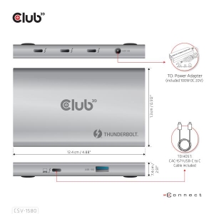 CLUB3D Thunderbolt™4 draagbare 5-in-1 hub met Smart Power
