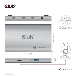 CLUB3D Thunderbolt™4 draagbare 5-in-1 hub met Smart Power