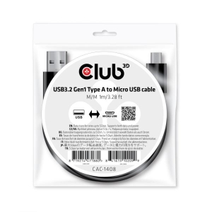 CLUB3D USB 3.2 Gen1 Type-A to Micro USB Cable M/M 1m /3.28ft