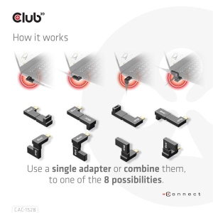 CLUB3D USB Type-C Gen2 Angled Adapter set van 2 - 4K120Hz M/V