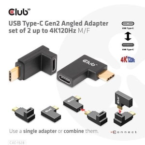 CLUB3D USB Type-C Gen2 Angled Adapter set van 2 - 4K120Hz M/V