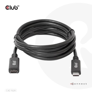 CLUB3D USB Gen1 Type-C Extensie kabel 5Gbps 60W(20V/3A) 4K60Hz M/F 2m/6.56ft