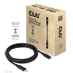 CLUB3D USB Gen1 Type-C Extensie kabel 5Gbps 60W(20V/3A) 4K60Hz M/F 2m/6.56ft