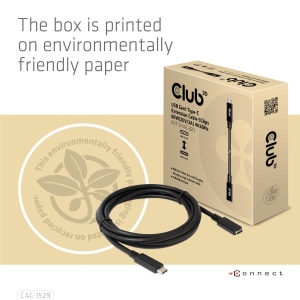 CLUB3D USB Gen1 Type-C Extensie kabel 5Gbps 60W(20V/3A) 4K60Hz M/F 2m/6.56ft