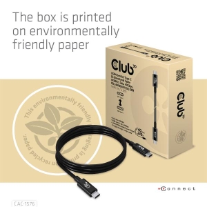 CLUB3D USB4 Gen3x2 Type-C Bi-Directional Cable 8K60Hz, Data 40Gbps, PD 240W(48V/5A) EPR M/M 1m USB IF GECERTIFICEERD