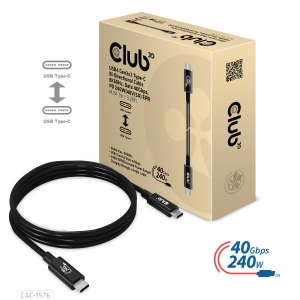 CLUB3D USB4 Gen3x2 Type-C Bi-Directional Cable 8K60Hz, Data 40Gbps, PD 240W(48V/5A) EPR M/M 1m USB IF GECERTIFICEERD