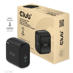 CLUB3D Travel Charger 65W GAN technology, Single port USB Type-C, Power Delivery(PD) 3.0 Support ( geschikt voor Apple macbooks 