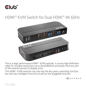 CLUB3D HDMI KVM SWITCH FOR DUAL HDMI 4K 60Hz