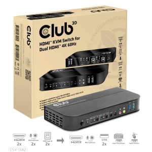 CLUB3D HDMI KVM SWITCH FOR DUAL HDMI 4K 60Hz