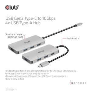 CLUB3D USB Gen2 Type-C to 10Gbps 4x USB Type-A Hub