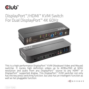 CLUB3D DisplayPort/HDMI KVM Switch For Dual DisplayPort 4K 60Hz