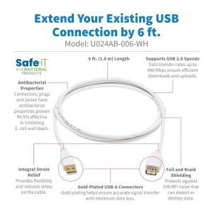 Tripp Lite U024AB-006-WH USB-kabel 1,83 m USB 2.0 USB A Wit