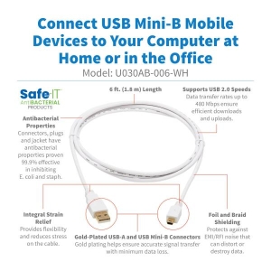 Tripp Lite U030AB-006-WH USB-kabel 1,83 m USB 2.0 USB A Mini-USB B Wit