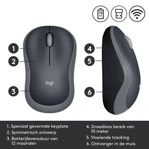 Logitech M185 muis Ambidextrous RF Draadloos Optisch 1000 DPI