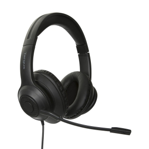 Targus AEH102GL hoofdtelefoon/headset Bedraad Hoofdband Oproepen/muziek USB Type-A Zwart