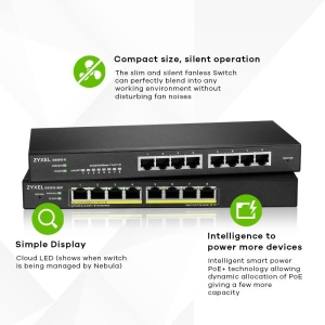 Zyxel GS1915-8EP Managed L2 Gigabit Ethernet (10/100/1000) Power over Ethernet (PoE) Zwart