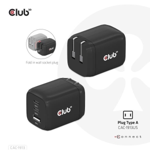 CLUB3D CAC-1913EU Travel Charger 65W GaN