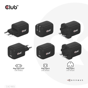 CLUB3D CAC-1913EU Travel Charger 65W GaN