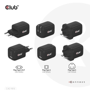 CLUB3D CAC-1913EU Travel Charger 65W GaN