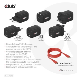 CLUB3D CAC-1913EU Travel Charger 65W GaN