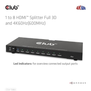 CLUB3D 1 to 8 HDMI™ Splitter Full 3D and 4K60Hz(600MHz)