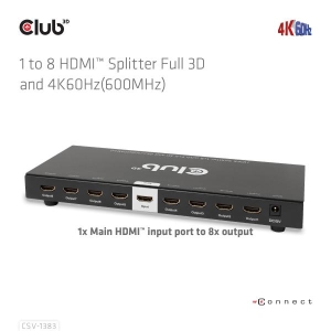 CLUB3D 1 to 8 HDMI™ Splitter Full 3D and 4K60Hz(600MHz)