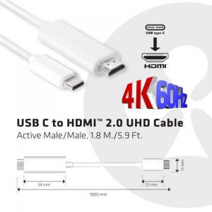USB C to HDMI 2.0 UHD Active 1.8M M/M