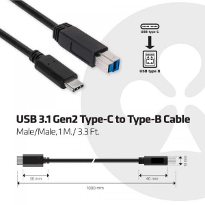 USB 3.1 Gen2 Type-C to Type-B 1M. M/M