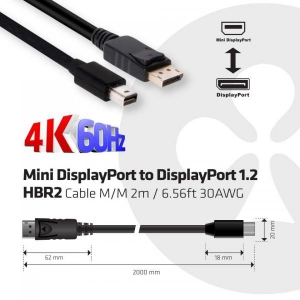 Mini DP to DP 1.2 HBR2 Cable M/M 2meter