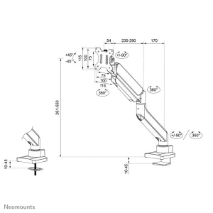 Neomounts monitorarm voor curved ultra-wide schermen