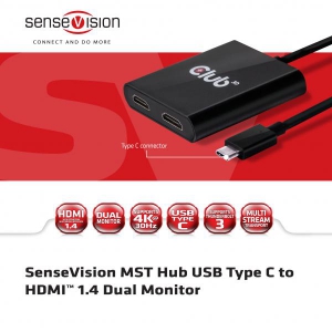 CLUB3D MST Hub USB 3.1 Gen1 Type C naar HDMI™ 1.4 Dual Monitor